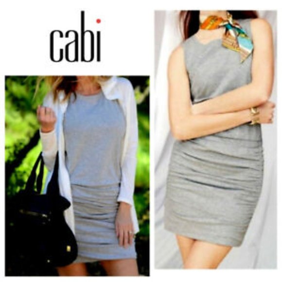 CAbi Ruched Light Gray Tank Dress - Size Small - Picture 1 of 11